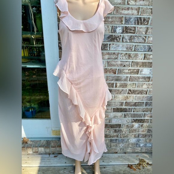 NWTs A New Day Pastel Light Pink Coquette Asymmetrical Ruffle Dress - Picture 6 of 16